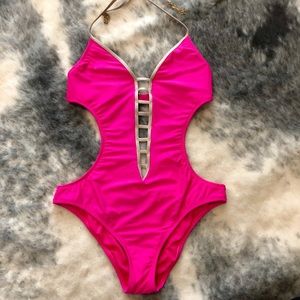Radio Fiji hot pink & gold one piece swimsuit
